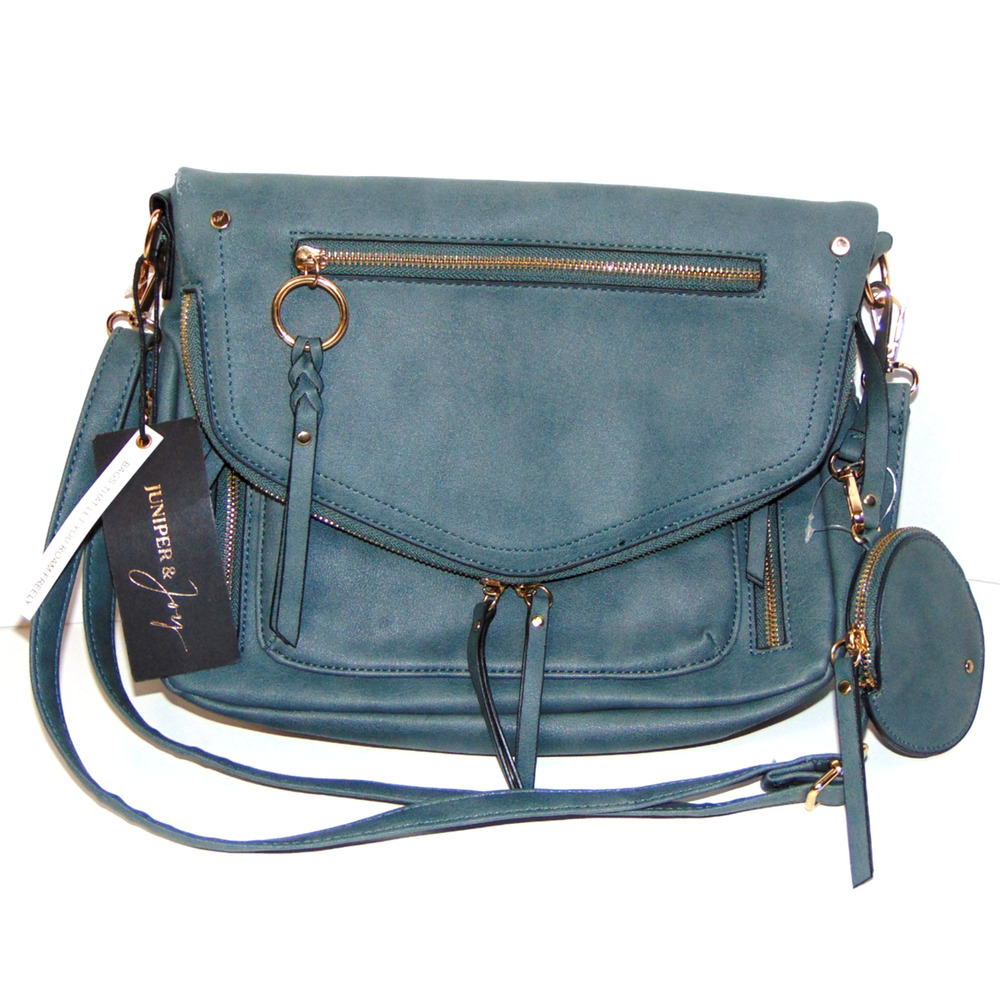 Juniper & Joy Roadie Traveler Crossbody Bag Blue Multi Pocket Organizer NWT